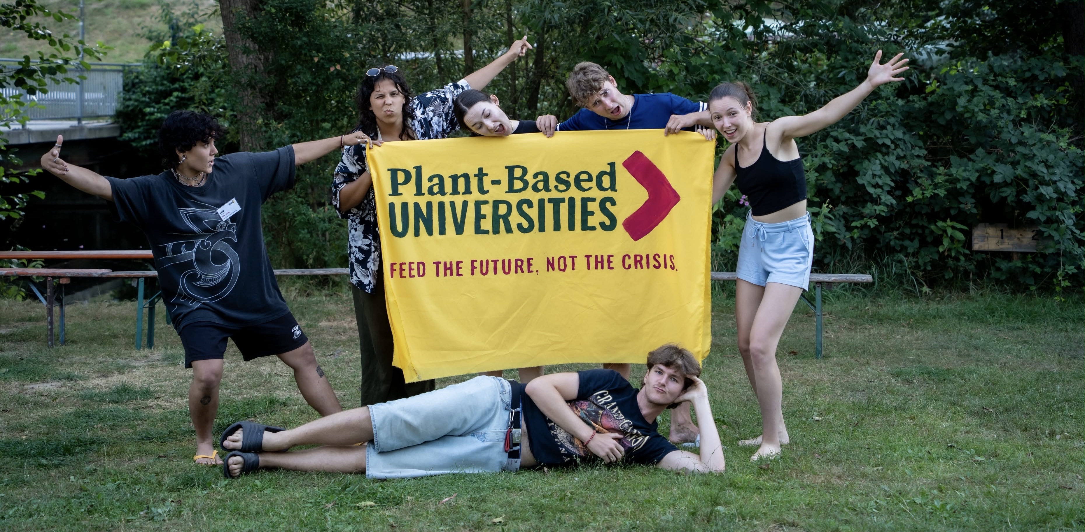 The BOKU Team holding a PBU banner and doing crazy faces